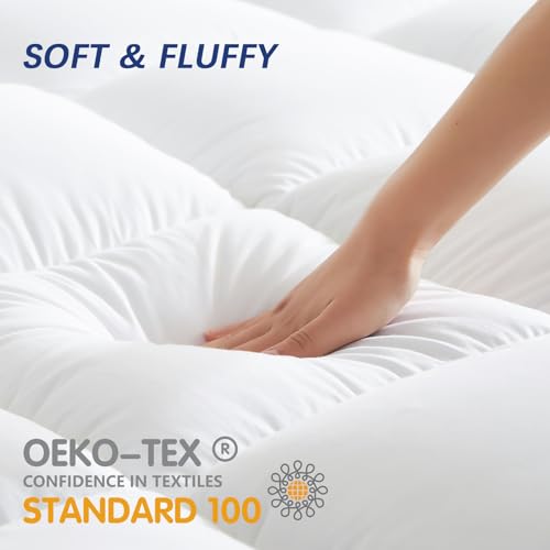 Image of CYMULA California King Mattress Topper, Extra Thick Plush Soft Mattress Pad, Pillow Top Mattress Topper