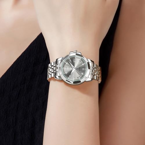 Image of OLEVS Womens Watch Fashion Diamond Analog Gifts Watches for Ladies Quartz Stainless Steel Casual Roman Waterproof Luminous Calendar Wristwatch