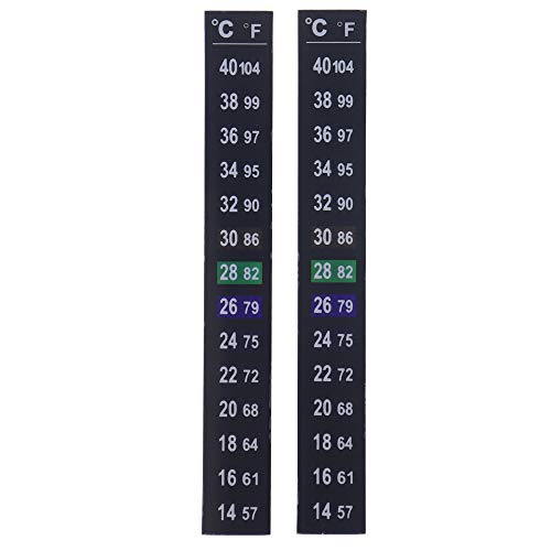 Twin Pack Fish Tank Thermometer Strips - LCD Temperature Gauge Stick on Aquarium Thermometer Strip for Temperature Control