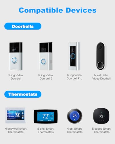 BENSN 24V 40VA Doorbell Transformer Compatible with Ring 2 3 4 Pro Nest Hello Eufy Arlo Video Doorbell, 24V Transformer for Honeywell Ecobee 3 Google Nest 3rd Thermostat Power Supply