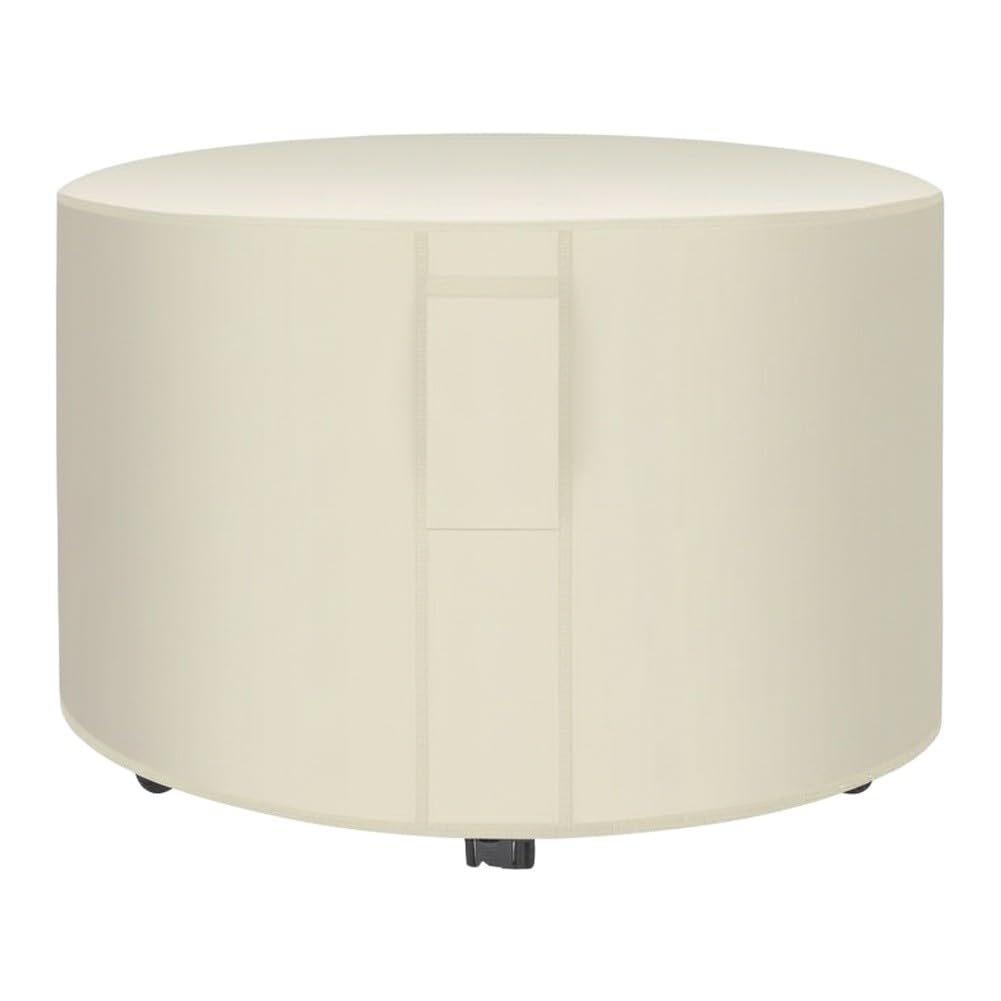 Housse de table ronde 188x84 cm beige en Oxford résistant pour salon de jardin