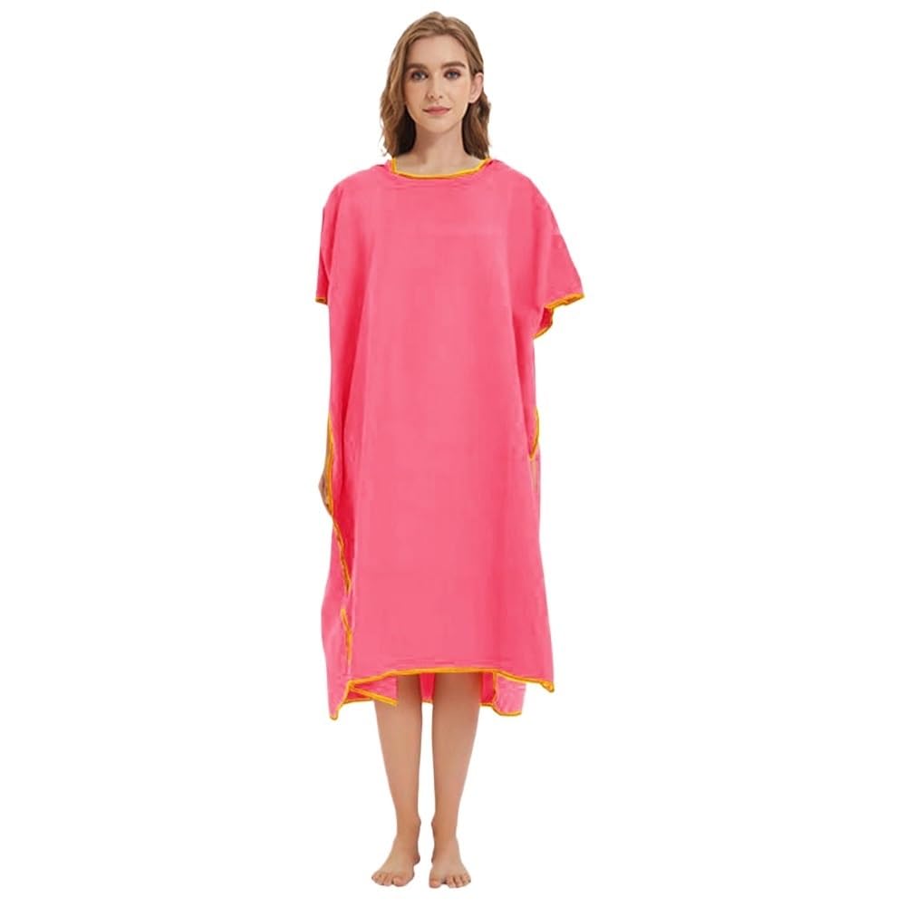 Sweat à Capuche avec Serviette Poncho en Fibre de Polyester | Plongée surf multicolore : après utilisation de l'eau(Rose Gold)
