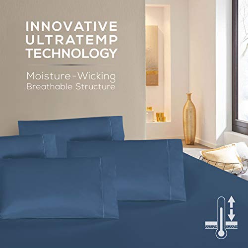 Mueller Luxury 6 PC Full Size Bed Sheets, Super Soft 1800, Deep Pocket up to 16" Full Size Sheets, Transfers Heat, Breathes Better, Hypoallergenic, Wrinkle-Resistant, Oeko-TEX, Navy