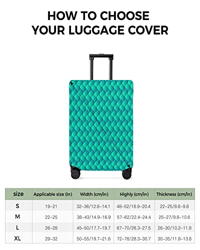 Travel Luggage Cover Spandex Elastic Suitcase Cover for Luggage, Scratch Proof Luggage Cover Protector for Trunk Case 29-32 Inch Luggage, Ombre Retro Ripple Teal3