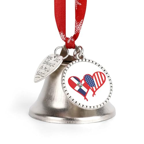 U.S. Dominican Republic Flag Funny Christmas Bell Ornament Cute Xmas Tree Hanging Pendant Decoration for Holidays Party