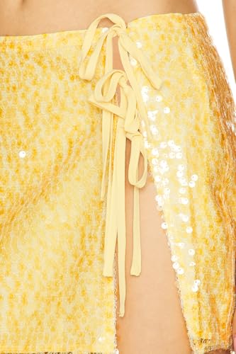 UAURORAO Women Beaded Sequin Mini Skirt Sparkly Lace Up Festival Pencil Skirt Hollow Out Side Slit Glitter Wrap Skirt2