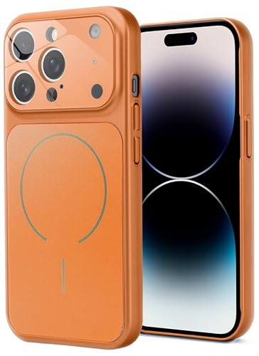 Image of SHINESTAR Premium Luxury Case Compatible with iPhone 14 Pro | Protective Back Cover with Camera Lens Safety | Wireless Charging Support | Slim Fit Durable Design | Enhanced Grip Protection Orange