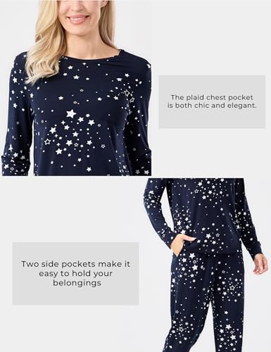 GYS Bamboo Viscose Sleep Sets for Women Long Sleeve Crew Neck Pajama Sets with Pockets4