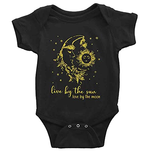 Image of Snagminio Live by The Sun Love by The Moon Baby Cloths Short Sleeves Birth Announcement Bodysuit Rompers