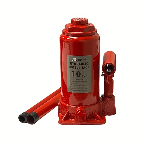 ATE Pro. Tools - 10 Ton Hydraulic Bottle Jack, (20,000 lbs) Red Bottle Jack, Welded Hydraulic Jack
