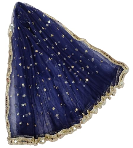 Image of Navti Creations Women's Lightweight Net Dupatta With Sequence Embroidery & Kiran Border (Length 2.25m)