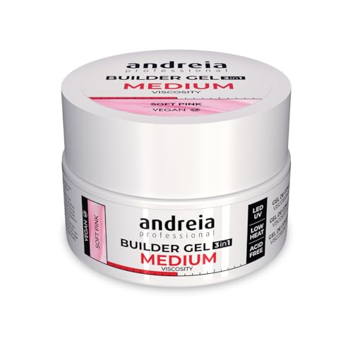 Andreia Professional Gel Constructor Uñas Postizas Vegano - Acrigel Semipermanente para Uñas Profesional Viscosidad Media - Curado con Lampara LED Uñas semipermanentes, Resina UV - Rosa Suave 22g
