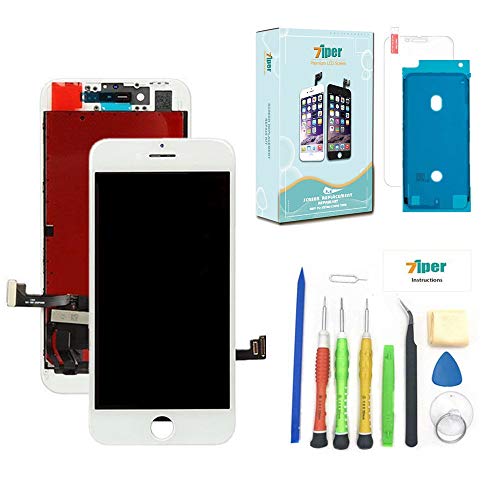 Screen Replacement for iPhone 8 Plus (5.5 inch) -3D Touch LCD Screen Digitizer Replacement Display Assembly with Waterproof Adhesive, Tempered Glass, Tools,Instruction (White)