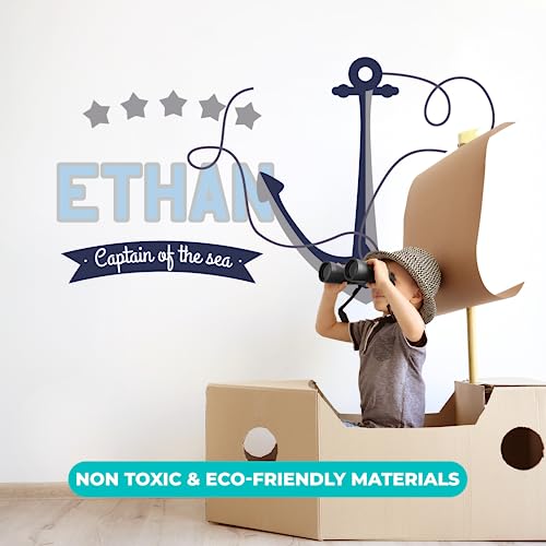 Personalized Anchor Wall Stickers For Baby Boy I Custom Name For Nursery Wall Decor I Wall Decal For Child Room Decorations I Multiple Sizes And Colors Options (Wide 22"X11" Height) #TOP4