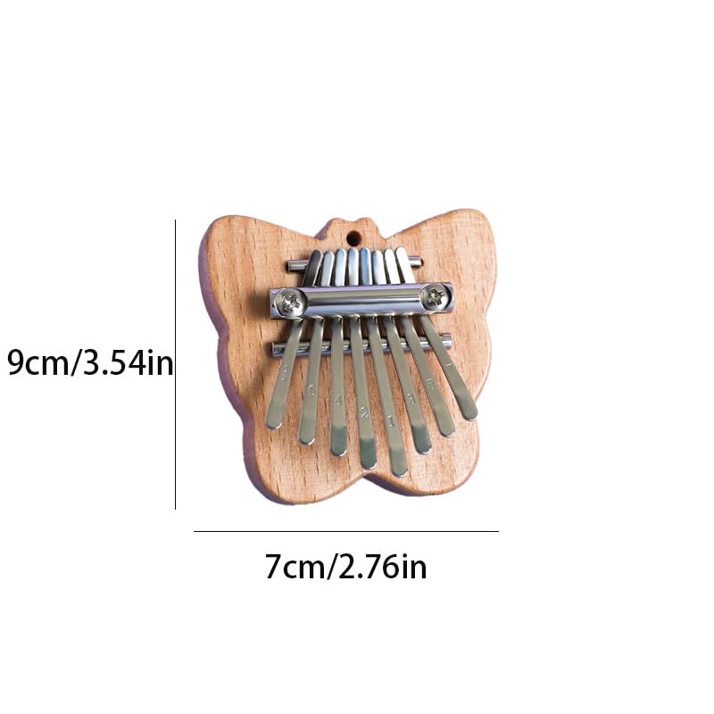 Image of Mini Thumb Piano, 8-Note Wooden Kalimba, Portable Musical Instrument for Travel & Stress Relief, Butterfly-Shaped Thumb Piano for Adults & Beginners