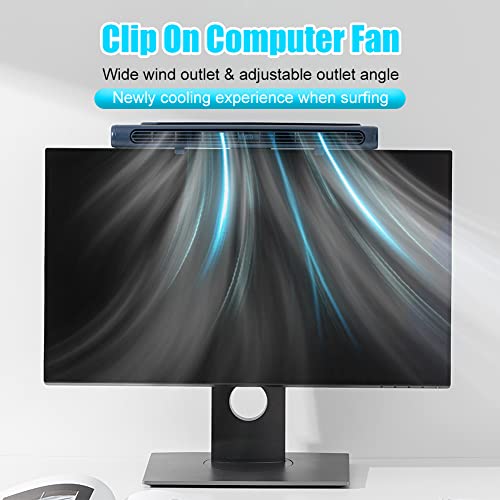 Image of Clip On Computer Fan, Bladeless Monitor Clip On Fan | Personal Cooling Fan for Office, Quiet USB Desk Fan Small Tower Fan for Desk, Suitable for Flat and Curved Monitor, Laptop