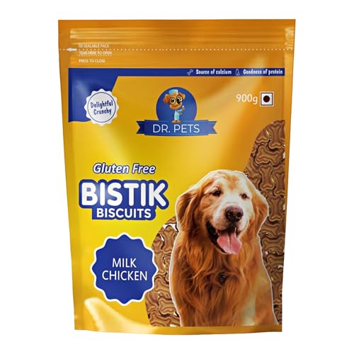 Image of Dr. Pets Pack of 2 (900g Each) Bistik Dog Biscuits | Mix Flavour & Milk Chicken | Gluten Free Crunchy Dog Treats for Puppies & Adult Dogs | Healthy Training Snacks for All Breeds