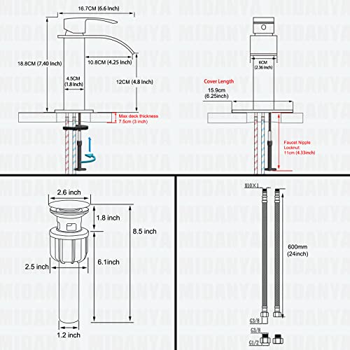 Midanya Brushed Nickel Bathroom Sink Faucet Waterfall Spout Single Handle Matching With Midanya Clawfoot Tub Faucet Brushed Nickel Bathtub Shower Faucet With Hand Held Shower Wall Mount Tub Filler #TOP3