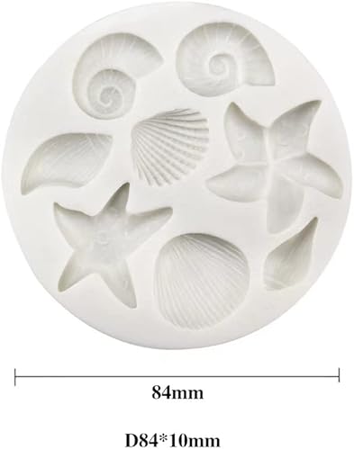 Vista 4 de Molde de silicona para fondant de temática marina, moldes de silicona de conchas de estrella de mar, caballito de mar, concha, concha, fondant