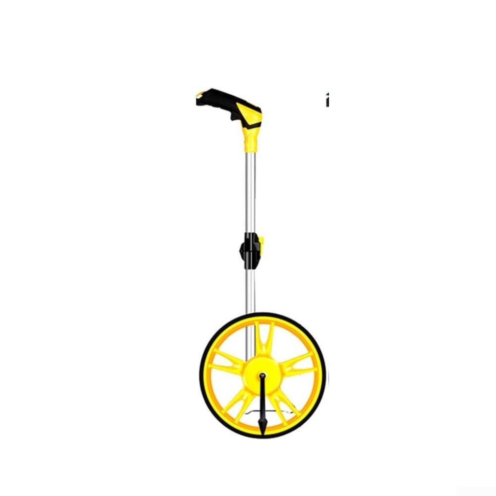 Rueda de medición digital profesional con pantalla grande, rueda de distancia plegable hasta 9999,99 m, medidor mecánico resistente para construcción y topografía, amarillo (amarillo)