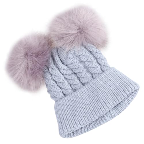 Boy Girl Double Twisted Knit Hat Warm Beanie for Boys and Girls Soft and Comfortable Hat Grey for Cold Weather Adventures