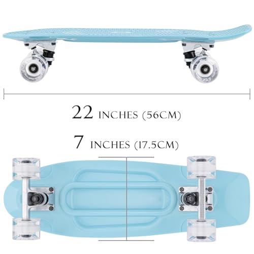 Image of KMX Skateboard 22 and 27 Inch, Classic Mini Cruiser Skateboard for Boys, Girls, Kids, Students, Adults, Teens, Mini Cruiser Board for Beginners and Advanced