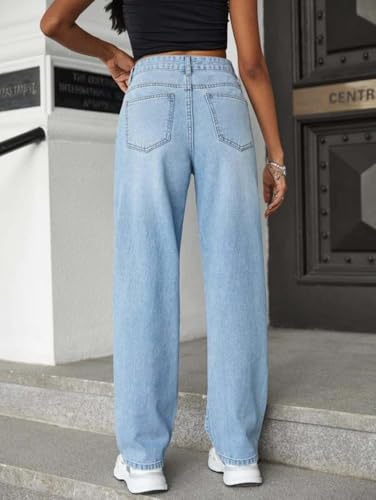 Image of KOTTY Women's High Rise Cotton Lycra Blend Ankle Length Relaxed Fit Jeans Light Blue (Blue,34) KOTTYLADIESJEANS1099XXL