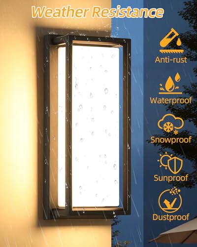 Image of RAYVO Outdoor Wall Light, 1500LM RGBCW Smart Porch Lights Color Changing Exterior Lighting Fixtures, IP65 Waterproof Outdoor Sconce Lights for House Compatible with Alexa Google Assistant, ETL Listed