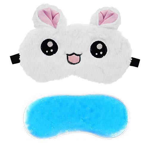 Image of Jenna Eye Mask for Sleeping with Adjustable Strap Super Soft Sleeping Mask Blind Fold for Comfortable Sleep Travelling Sleep Mask Pad for Girls Sleeping (Kitty-White-Gel)