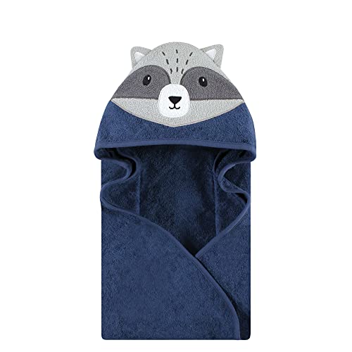 Image of Hudson Baby Unisex Baby Cotton Animal Face Hooded Towel, Raccoon, One Size
