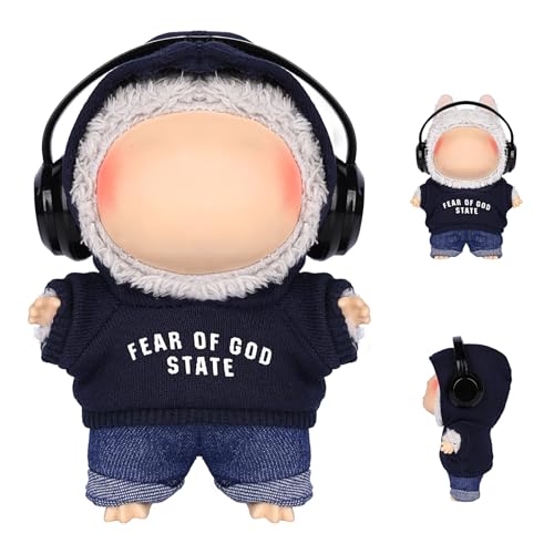 服 ドール衣装 3 点セット ファッション 着せ替え用 コンプリートセット 黒フレーム眼鏡 衣装のみ (Blue-人形なし)