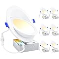 Ensenior 6 Pack 6 inch LED Eyeball Recessed Lighting, 360°+90° Rotatable and 2700K-5000K Selectable, Dimmable Gimbal Recessed Lights, Canless Angled Adjustable Ceiling Downlight, 1300LM, 13W=115W-FCC