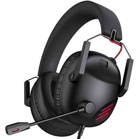 KAPEYDESI CM7007 Gaming Headset for Xbox Series X|S, Xbox, PS5, PS4, PC, Switch, Gaming Headphones with Noise Canceling Microphone, Folding Design, 50MM Dynamic Drivers, 3.5MM Audio Jack, Black Red Cover