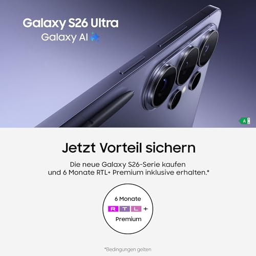 Samsung Galaxy S26+ AI Smartphone mit Galaxy AI, Ohne Vertrag, Handy mit Android, 12 GB RAM, 256 GB Speicher, AP Prozessor, 50 MP, Black, 3 Jahre Herstellergarantie [Exklusiv auf Amazon]