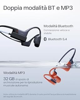 SHOKZ Cuffie sport a conduzione ossea OpenSwim Pro, auricolari wireless Open-Ear impermeabili IP68 con Bluetooth 5.4, 32 GB storage MP3, micr. con canc. rumore, 9 ore ripr. per corsa e nuoto, Rosso