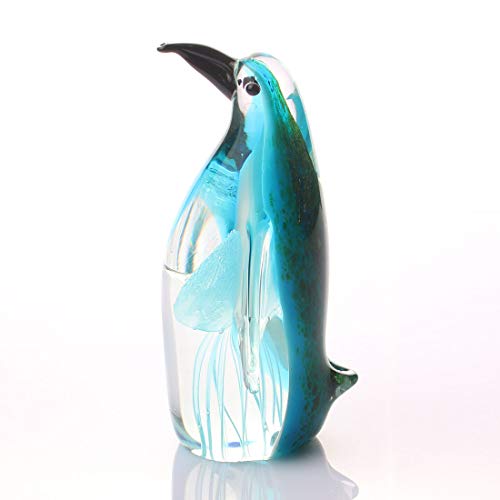 Estatua de cristal soplado Pingüino con medusa miniatura 4