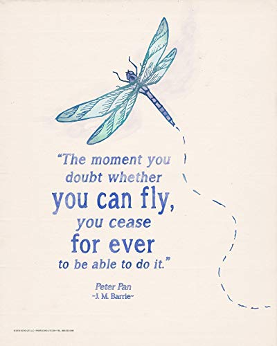 Peter Pan J.M. Barrie You Doubt Whether You Can Fly Children's Literary Quote Print. Fine Art Paper, Laminated or Framed. Multiple Sizes