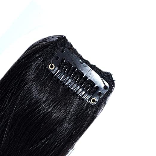 Image of Single Clip Side Cover Up Human Hair Clip In Hair Patch Extension For Women And Girls