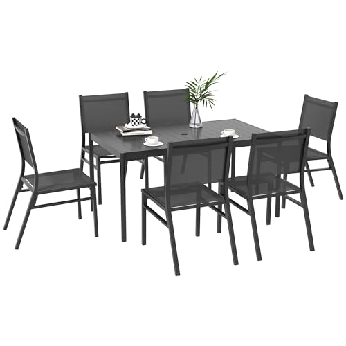 Outsunny 7 Piece Garden Dining Set, 6 Seat...