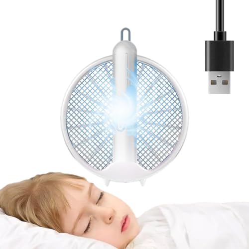 Matamoscas Eléctrico - Matamoscas Recargable | Raqueta Matamoscas Recargable Por USB, Raqueta Matamoscas Plegable Con Luz Púrpura De 360 ​​grados, Raqueta Eléctrica Para Exteriores, Interiores, Campin
