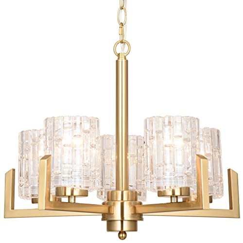 ALICE HOUSE 19.3" Dining Room Chandeliers, Brushed Brass Contemporary Coastal Lighting Fixture for Kitchen, Bedroom, Entryway, ETL Listed, AL2218-H5