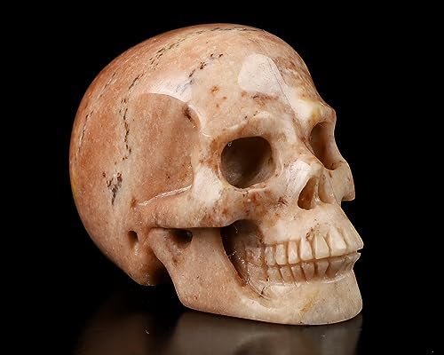 1.7" Sunstone Carved Crystal Skull,Realistic, Crystal Healing