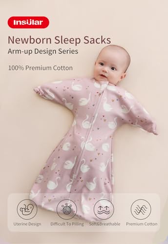 Image of insular Baby Swaddle with 2-Way Zipper Newborn Sleep Sack Arms Up Infant Sleeping Bag Wearable Blanket, Star, 0-3 Month