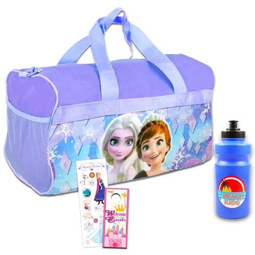 Disney Frozen Duffle Bag Set - Bundle with Frozen Duffle Bag, Stickers, More | Frozen Sleepover Set
