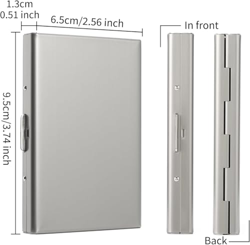 Image of MINI2BUY Metal Card Wallet (Up-to 20 Large Card Slots) RFID Protected Men & Women for Credit | Debit | ATM | business Cards for Corporate Gift - Easy Click Button Closure (9.5 x 6.6 x 1.9 CM) (Silver)