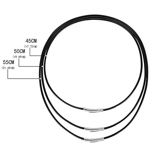 Tagaremuser 3 Collane in pelle, 3 mm, nero, in ecopelle, con chiusura in acciaio inox 316, per uomini e donne