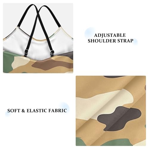 Pigsaly Girls One Piece Swimsuits Army Camouflage Brown Green Camo Print Kids Cross Back Swimwear Sport Bathing Suit 3T3