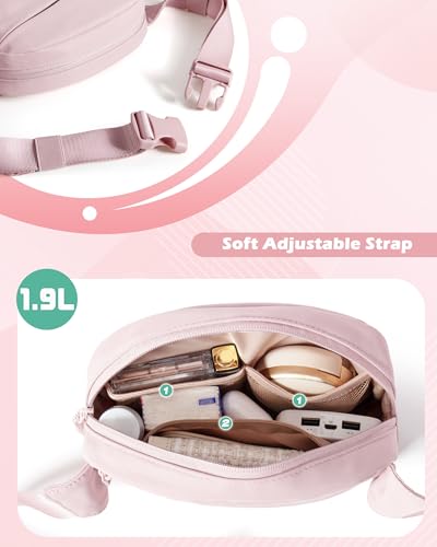 Image of Smasrob Fanny Pack for Women, Crossbody Sling Bag Waist Bag with Pockets | Lightweight, Water-repellent fabric, Adjustable Strap, Pink