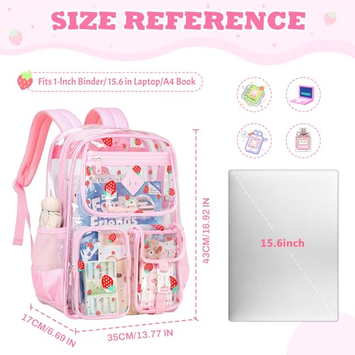 Image of PIG PIG GIRL Clear Backpack for School,Heavy Duty PVC Transparent Bookbag for Girls Stadium Approved See Through Backpack