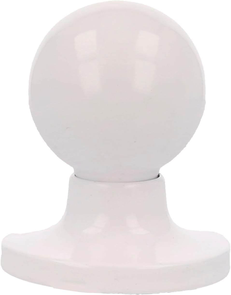 Amig - Interior Door Knob | with Entry Handle 60/70 mm | Ball Knob on Both Sides | for 35 to 45 mm Wooden Passage Doors | White Brass